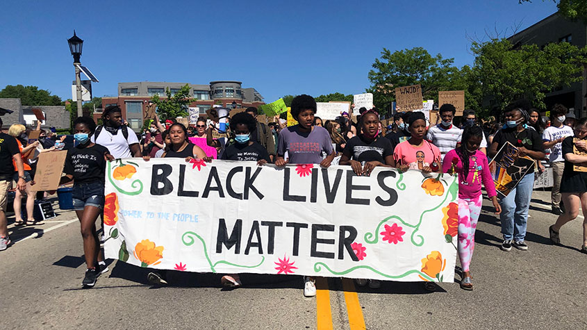 A Black Lives Matter protest organized by YRU students and community activists in Shorewood.