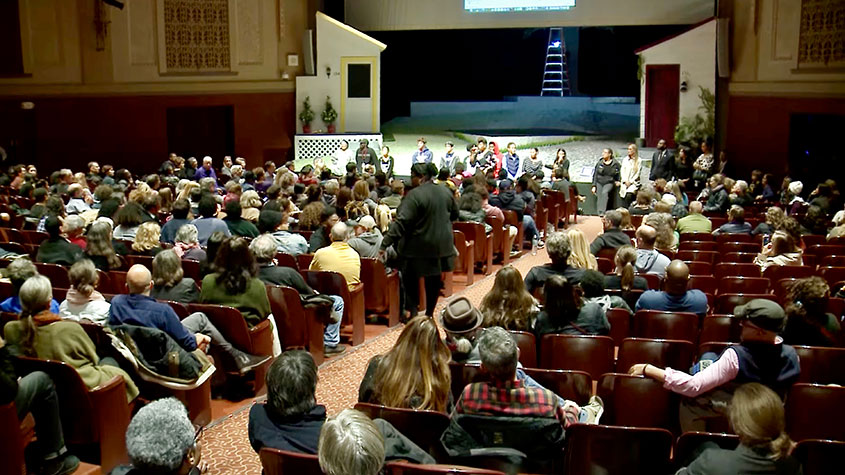 Shorewood “Community Conversation” about race at SHS auditorium, October 2018.