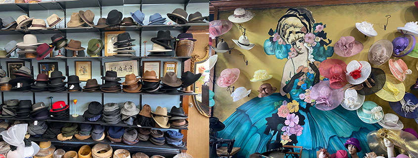 A unique collection of men's and women's hats to choose from at The Brass Rooster and Hen House Hats.